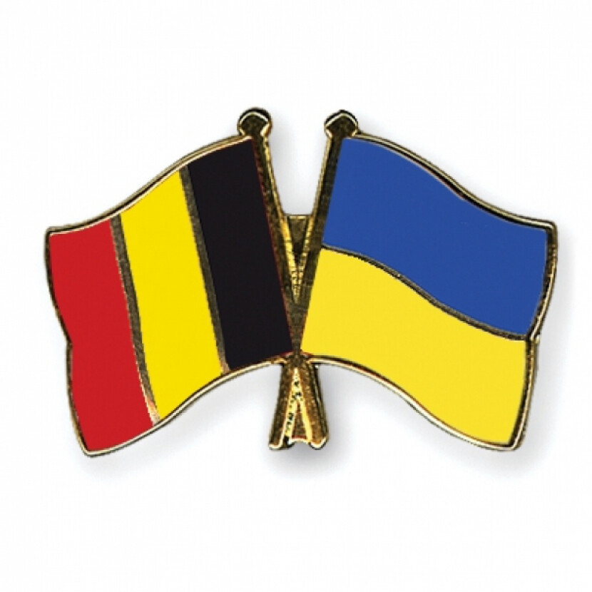 Odznak (pins) 22mm vlajka Belgicko+Ukrajina - farebný