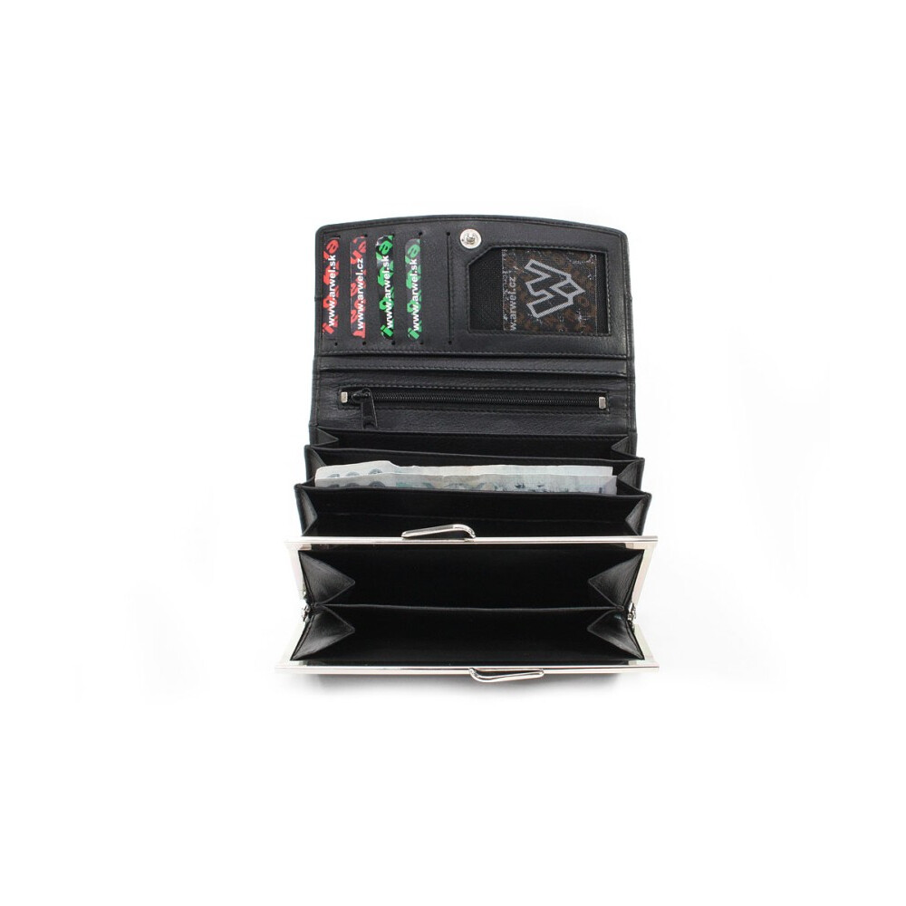 Dámska kožená listová peňaženka Arwel 6236 - čierna-sivá