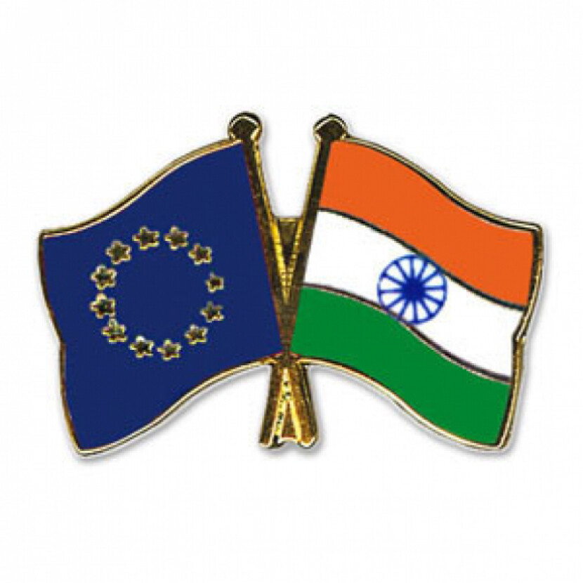 Odznak (pins) 22mm vlajka EU+India - farebný