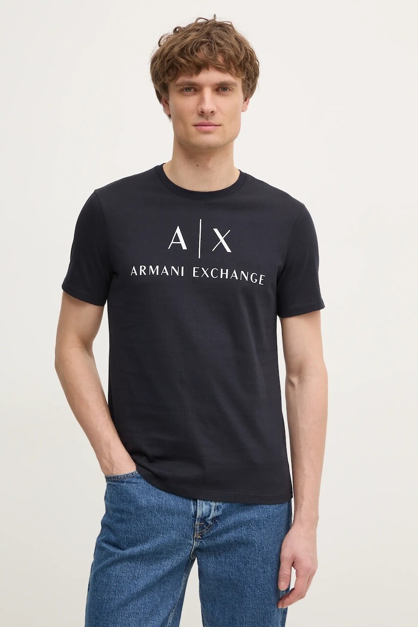 Tričko Armani Exchange pánske, tmavomodrá farba, s potlačou, 8NZTCJ Z8H4Z NOS