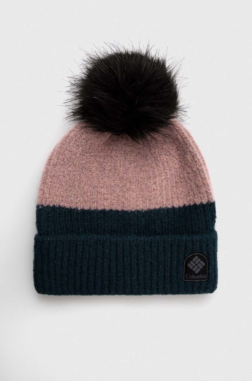 Čiapka Columbia béžová farba, z hrubej pleteniny