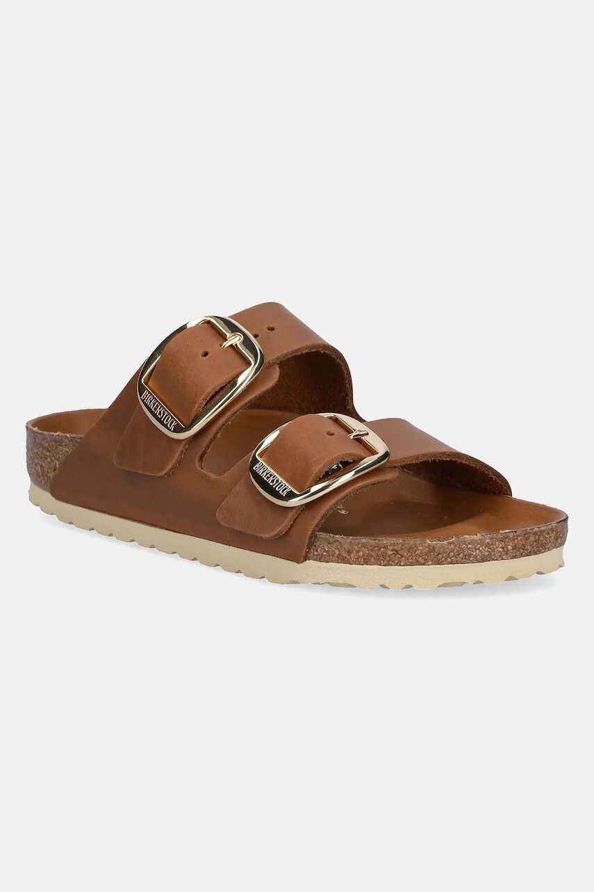 Kožené šľapky Birkenstock Arizona Big Buckle dámske, hnedá farba, 1011073