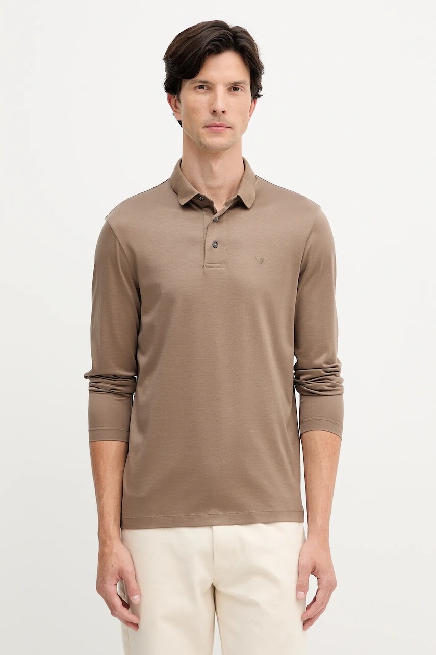 Tričko s dlhým rukávom Emporio Armani tmavomodrá farba, melanžové, 8N1F97 1JUVZ