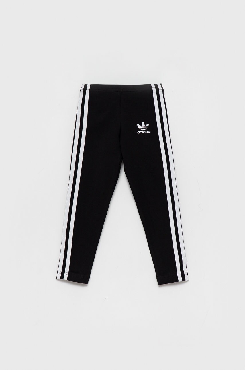 Detské legíny adidas Originals H25256 čierna farba, s nášivkou
