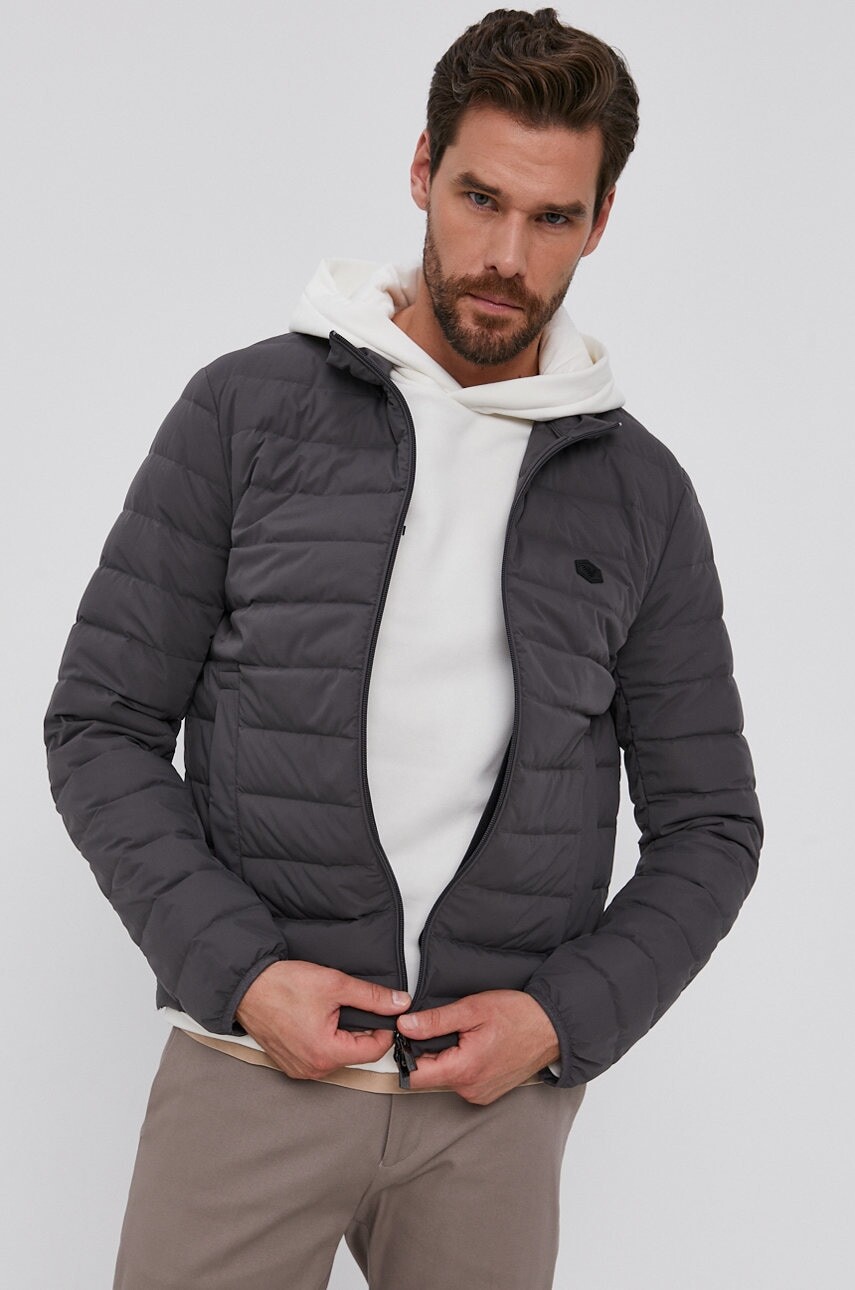 Páperová bunda Emporio Armani pánska, šedá farba, zimná