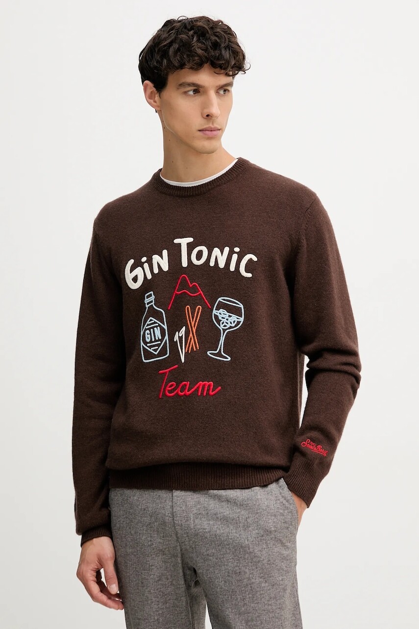 Vlnený sveter MC2 Saint Barth červená farba, HER0001