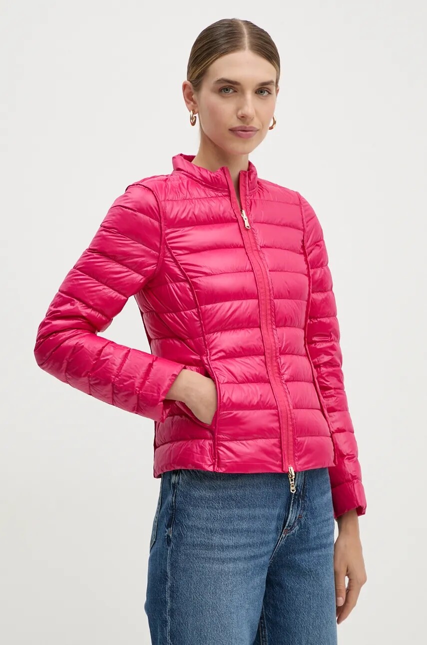 Páperová obojstranná bunda Patrizia Pepe dámska, fialová farba, prechodná