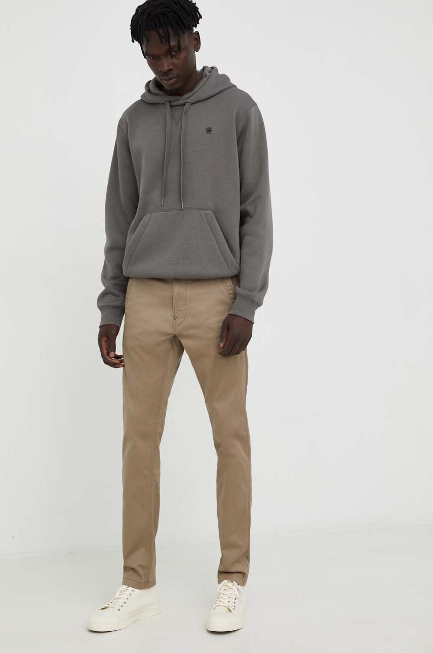 Nohavice G-Star pánske, zelená farba, strih chinos