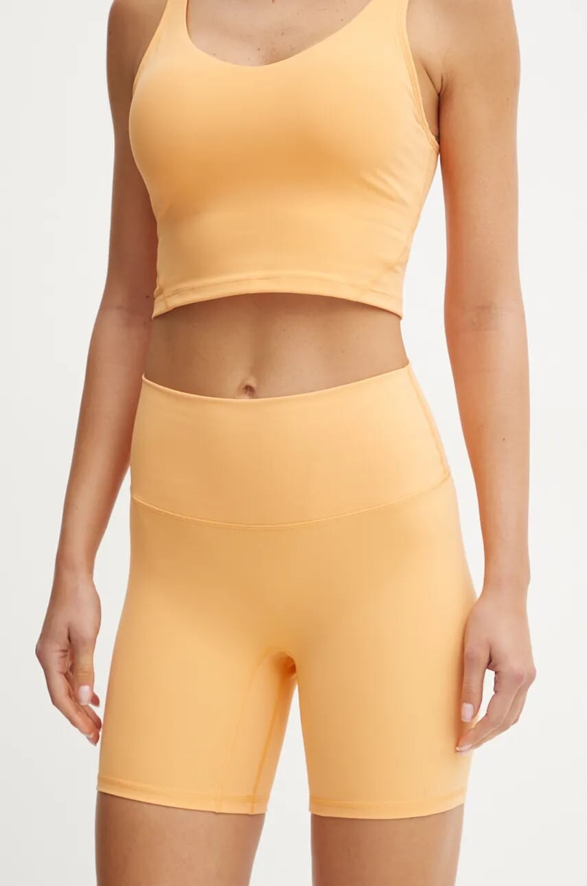 Šortky na jogu Joy in me Oneness oranžová farba, jednofarebné, vysoký pás