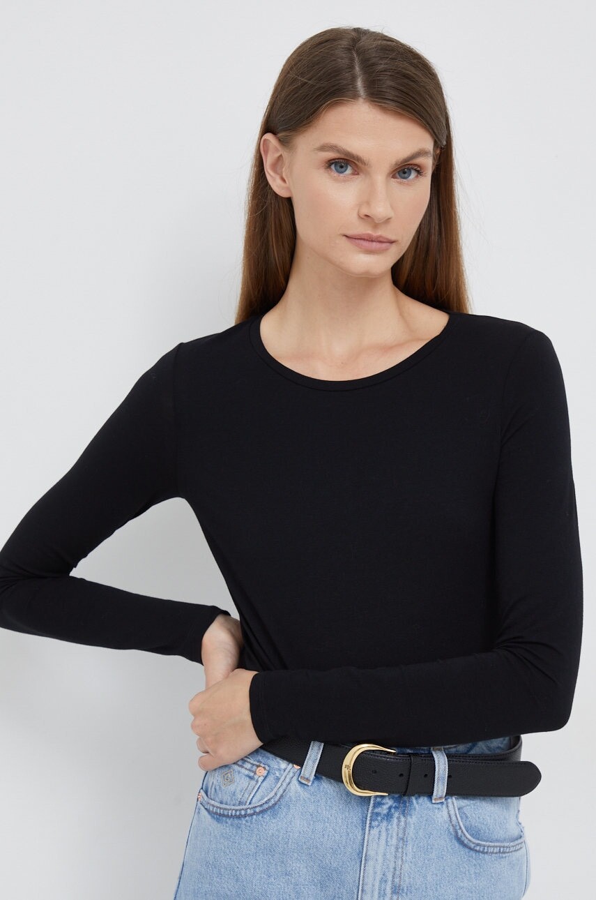 Tričko s dlhým rukávom United Colors of Benetton čierna farba, 3ZQM3M858