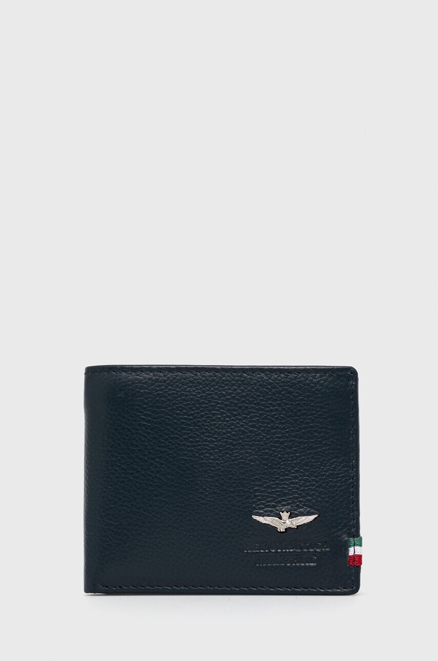Kožená peňaženka Aeronautica Militare pánska, tmavomodrá farba, AM100