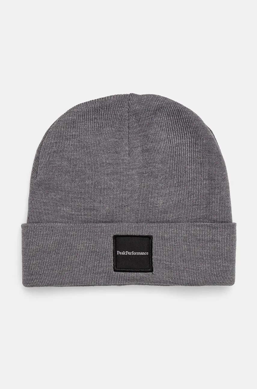 Čiapka s prímesou vlny Peak Performance Switch šedá farba, G77781