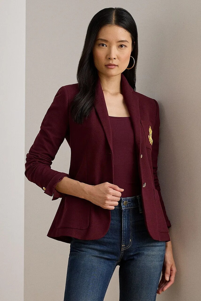 Sako Lauren Ralph Lauren béžová farba, jednoradové, jednofarebné, 200797305