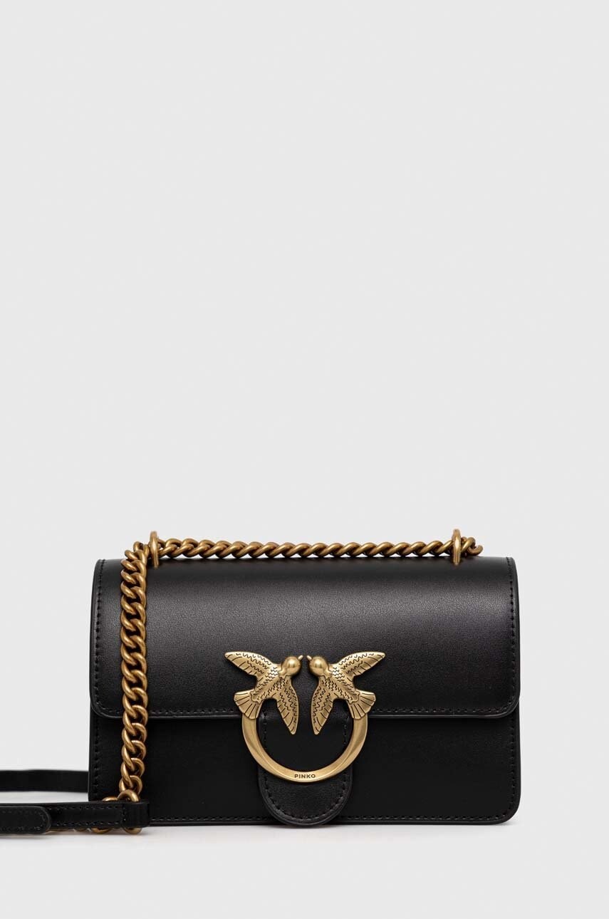 Kožená kabelka Pinko čierna farba, 100074 A0F1