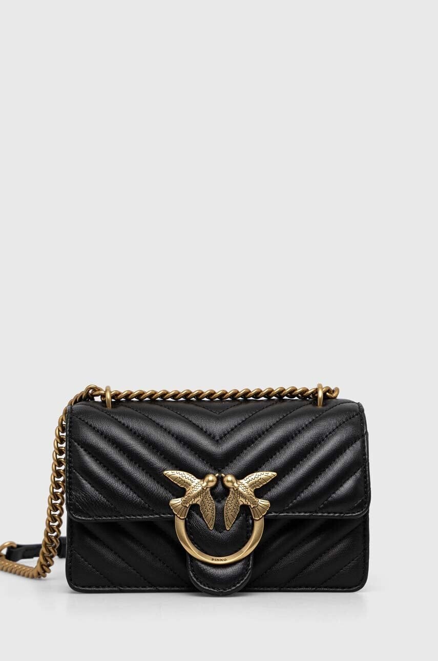 Kožená kabelka Pinko čierna farba, 100074 A0GK