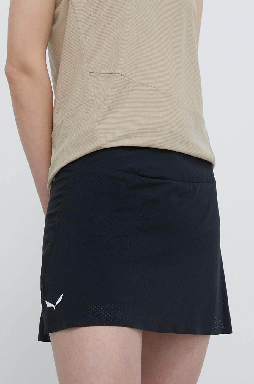 Športová sukňa Salewa Pedroc 2 čierna farba, mini, rovný strih, 00-0000028605