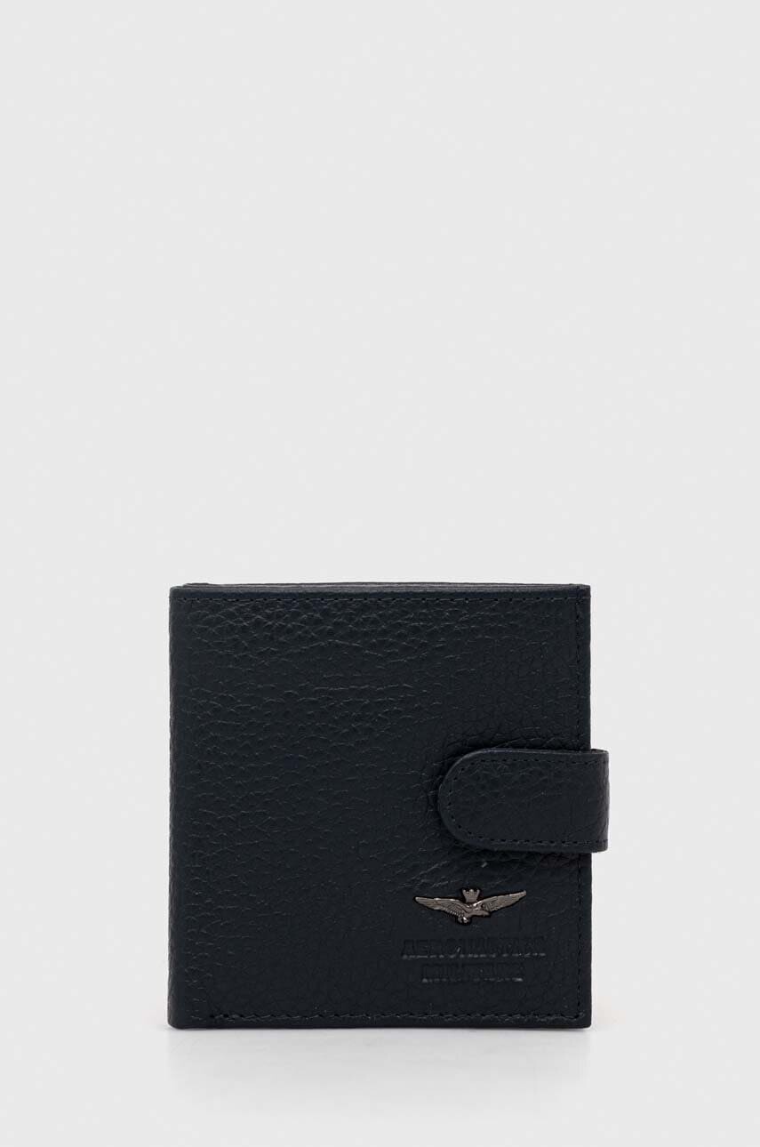 Kožená peňaženka Aeronautica Militare pánska, tmavomodrá farba, AM184