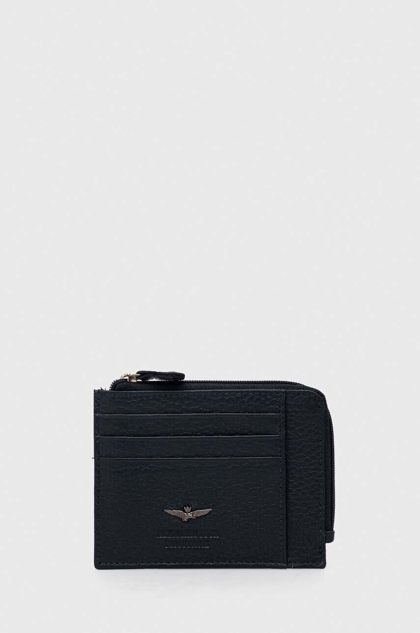 Kožená peňaženka Aeronautica Militare pánska, tmavomodrá farba, AM187