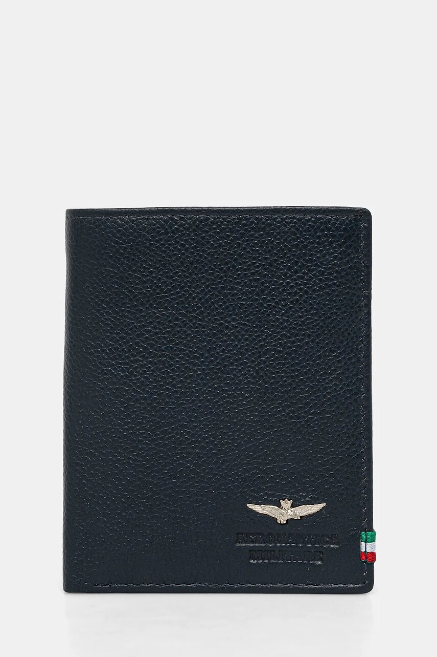 Kožená peňaženka Aeronautica Militare pánska, tmavomodrá farba, AM105