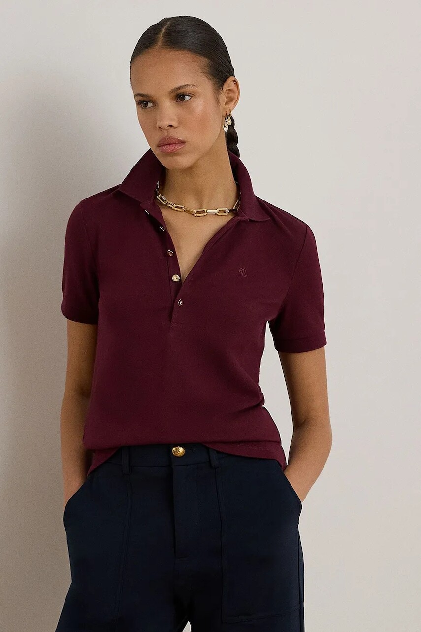 Polo tričko Lauren Ralph Lauren dámske, ružová farba, 200679219