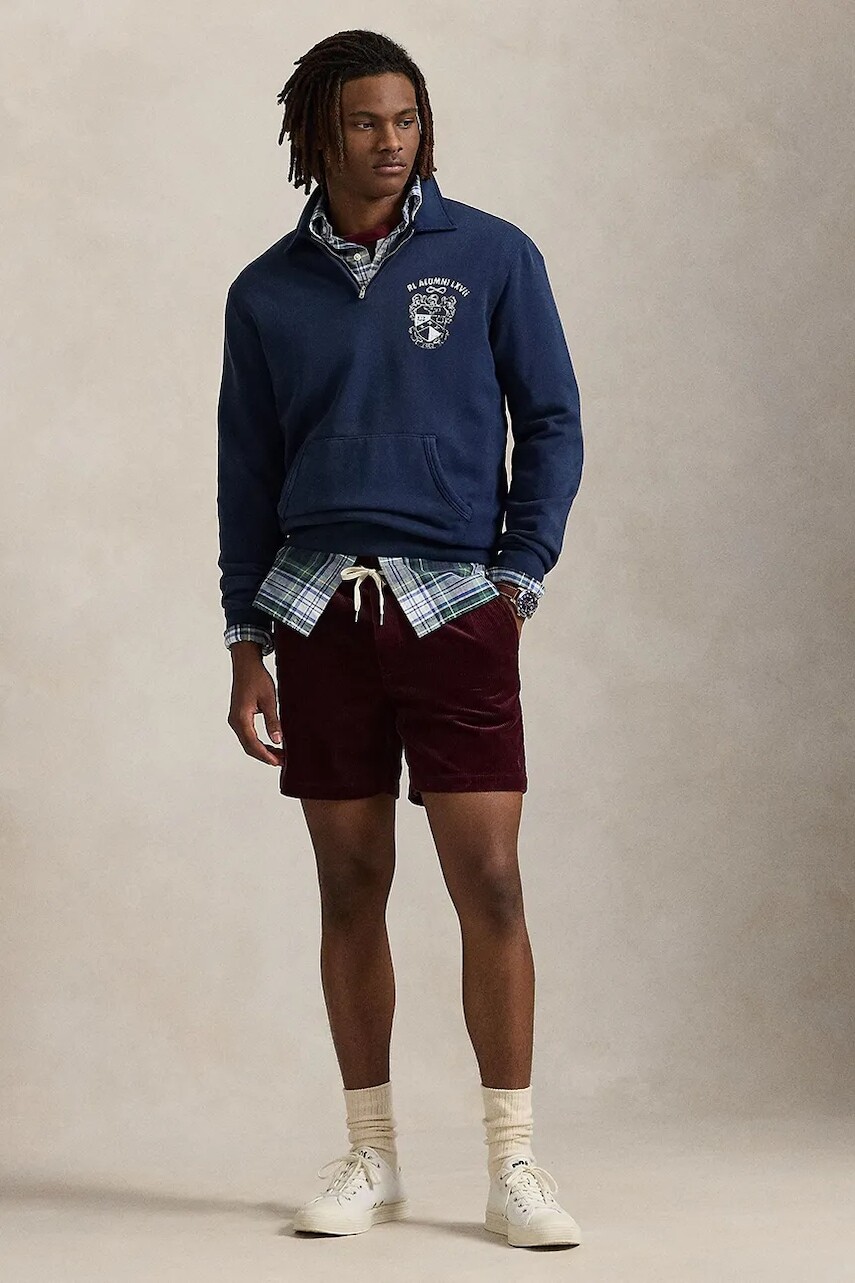 Štruksové šortky Polo Ralph Lauren tmavomodrá farba, 710800214