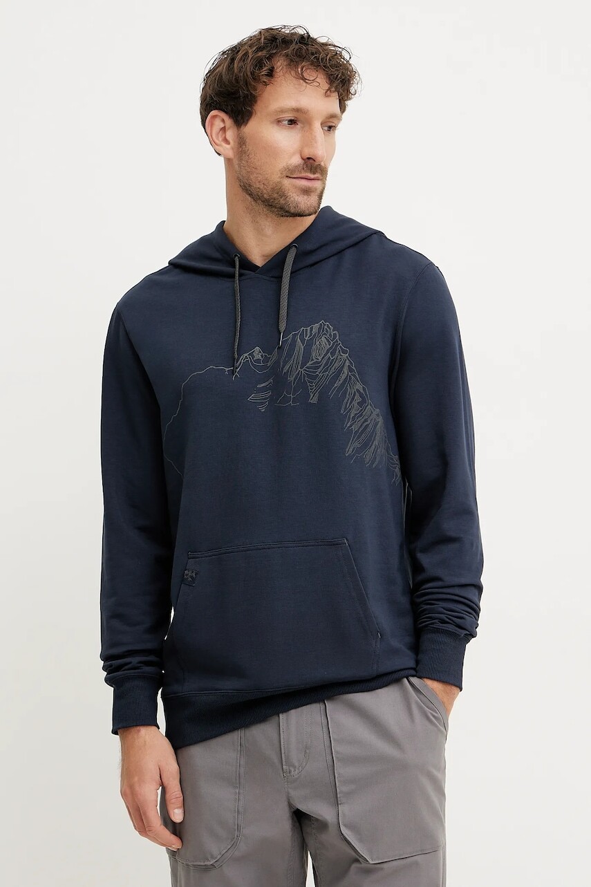 Športová mikina Viking Panaka námornícka modrá s potlačou s kapucňou 730/25/3888