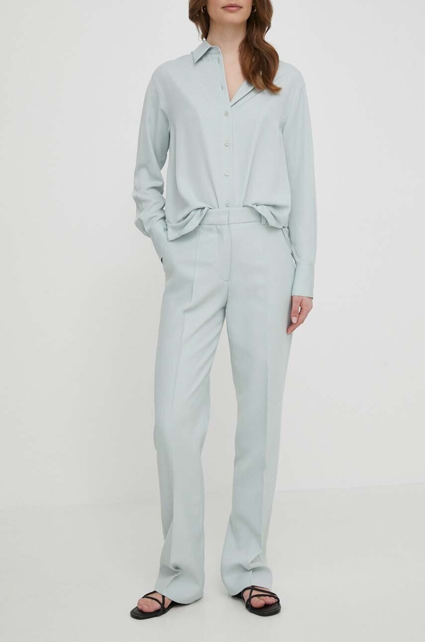 Nohavice Calvin Klein dámske,čierna farba,rovné,vysoký pás,K20K206879