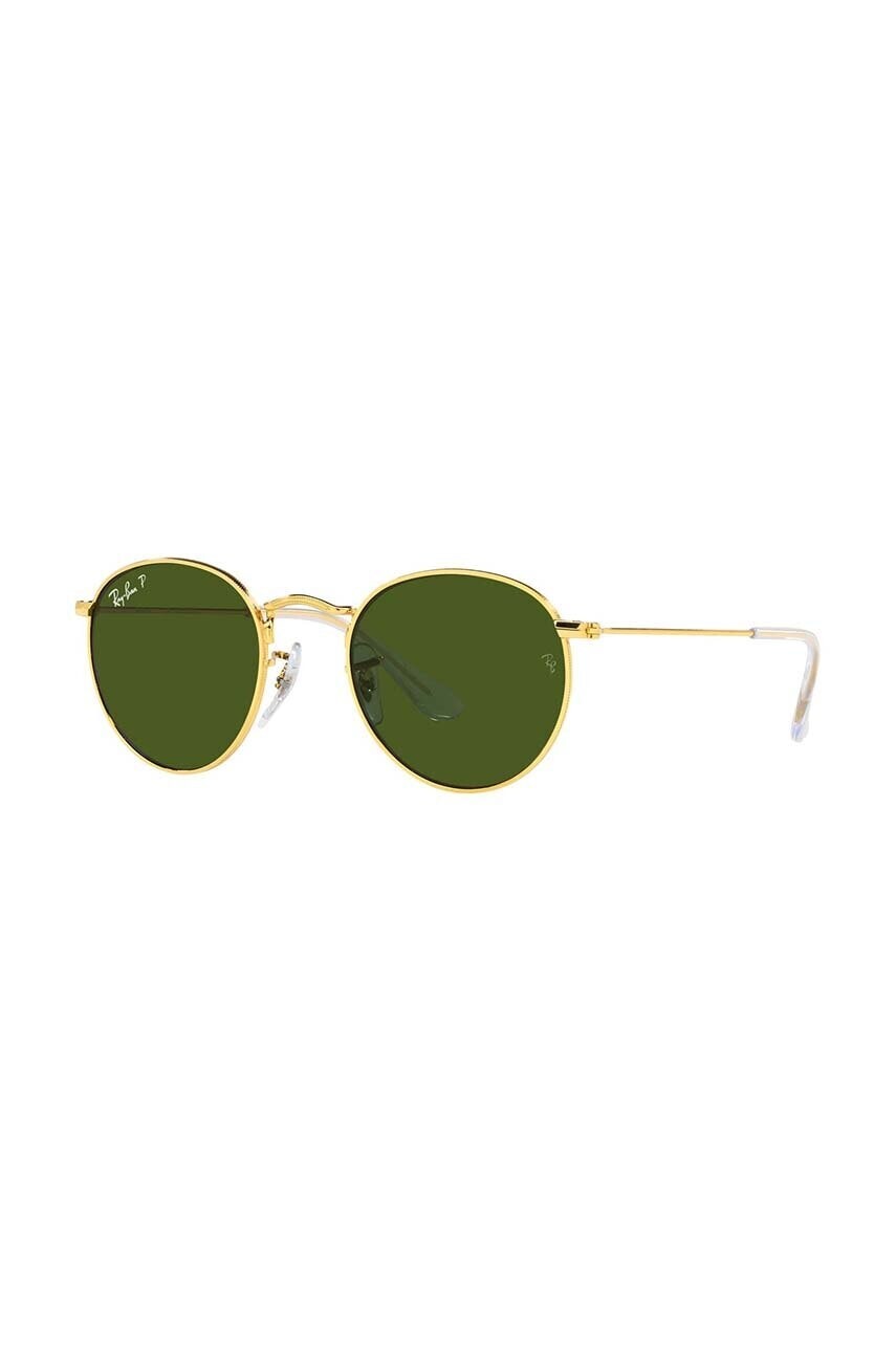 Detské slnečné okuliare Ray-Ban Round Kids JUNIOR ROUND zelená farba, 0RJ9547S-Polarized,