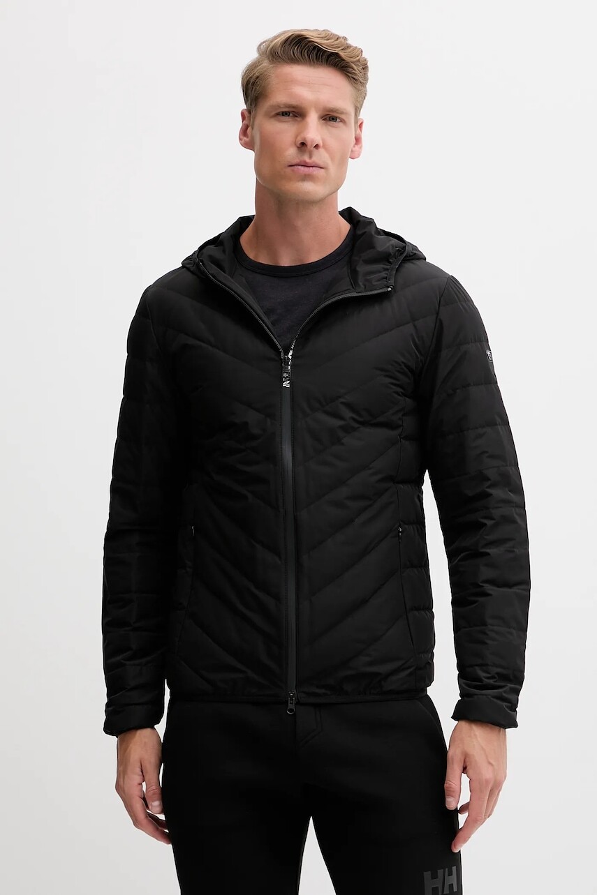 Páperová bunda EA7 Emporio Armani pánska, čierna farba, prechodná