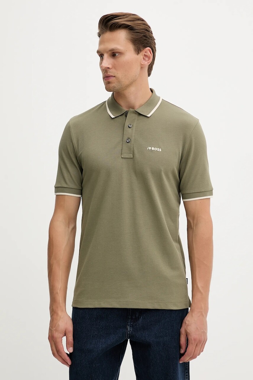 Bavlnené polo tričko BOSS modrá farba, jednofarebné, 50494697