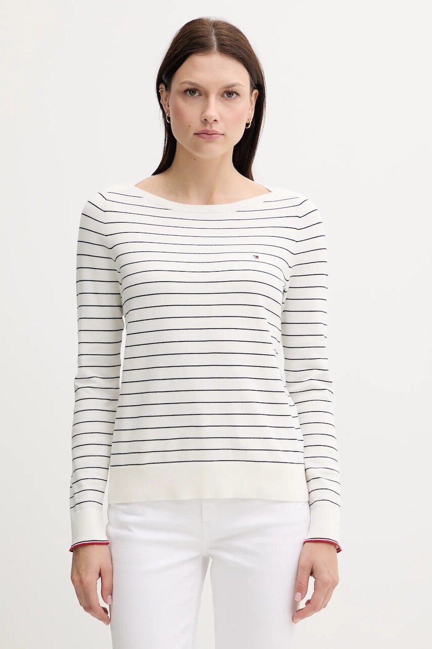 Sveter Tommy Hilfiger biela farba, ľahké, WW0WW40099