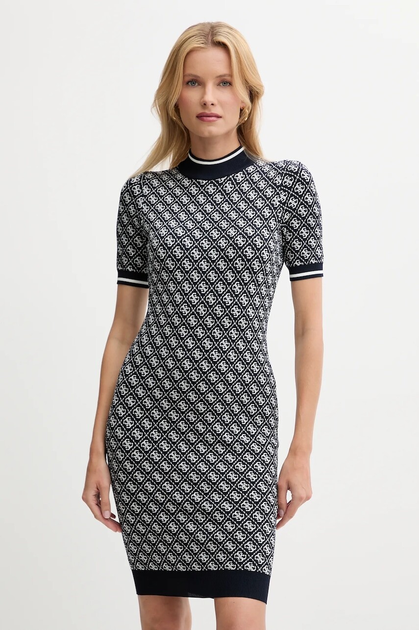 Šaty Guess béžová farba, mini, priliehavé