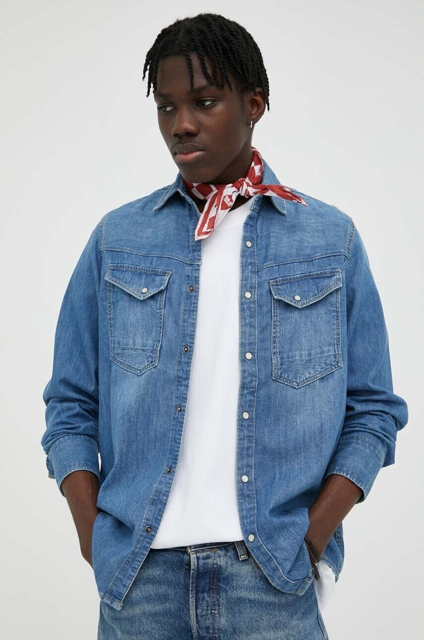 Rifľová košeľa G-Star pánska, slim, s klasickým golierom