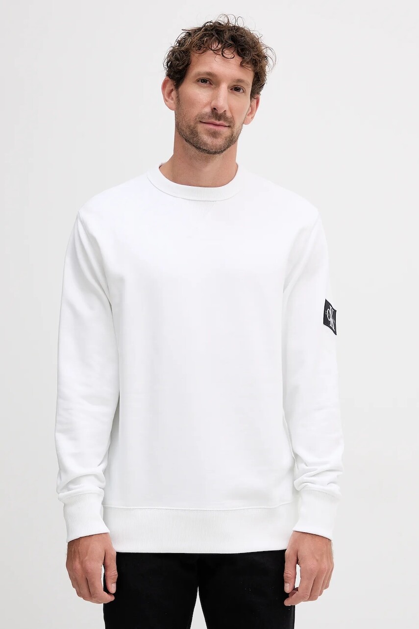 Bavlnená mikina Calvin Klein Jeans béžová farba, jednofarebná, J30J323426