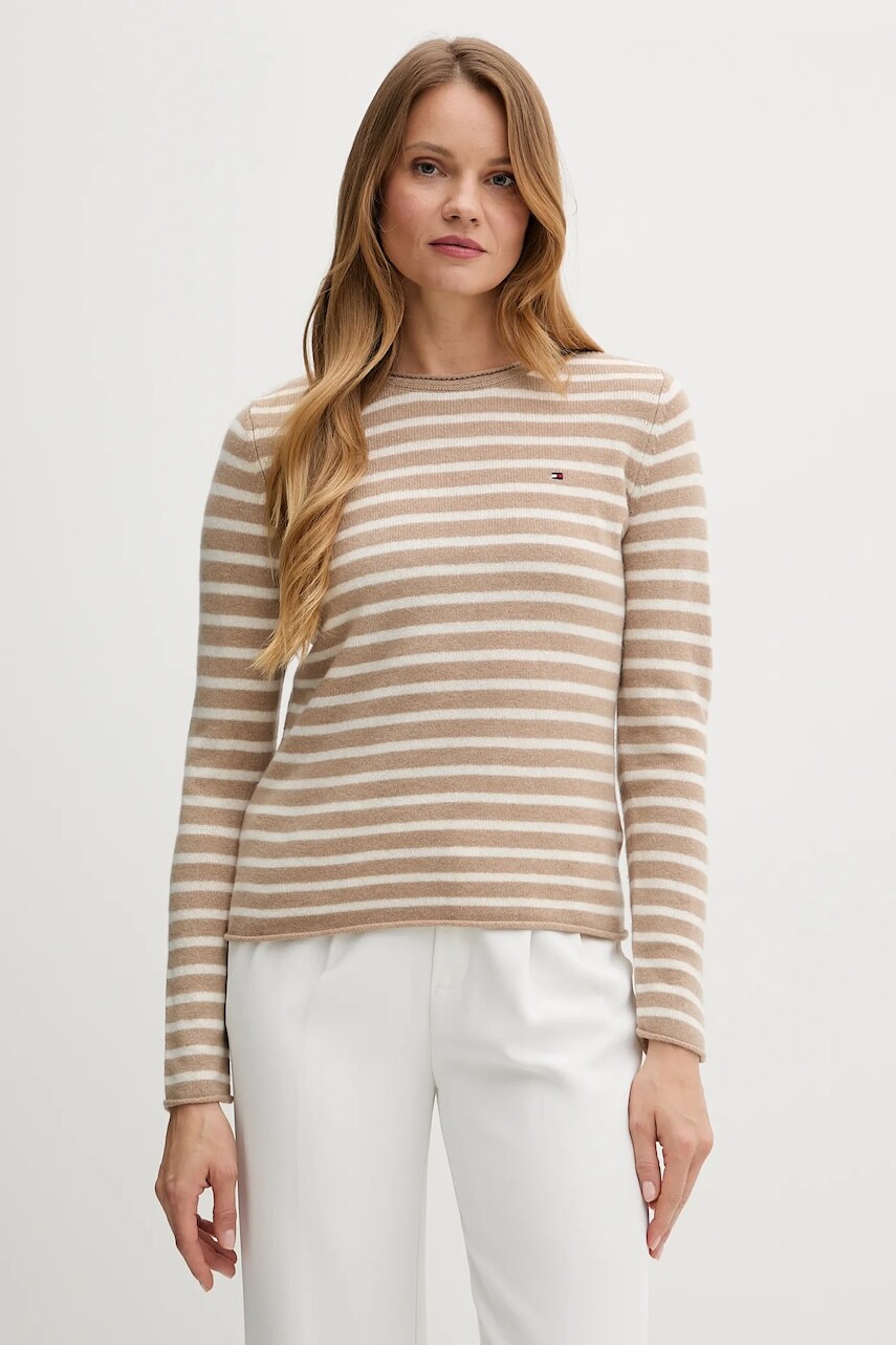 Vlnený sveter Tommy Hilfiger tmavomodrá farba, ľahké, WW0WW40264