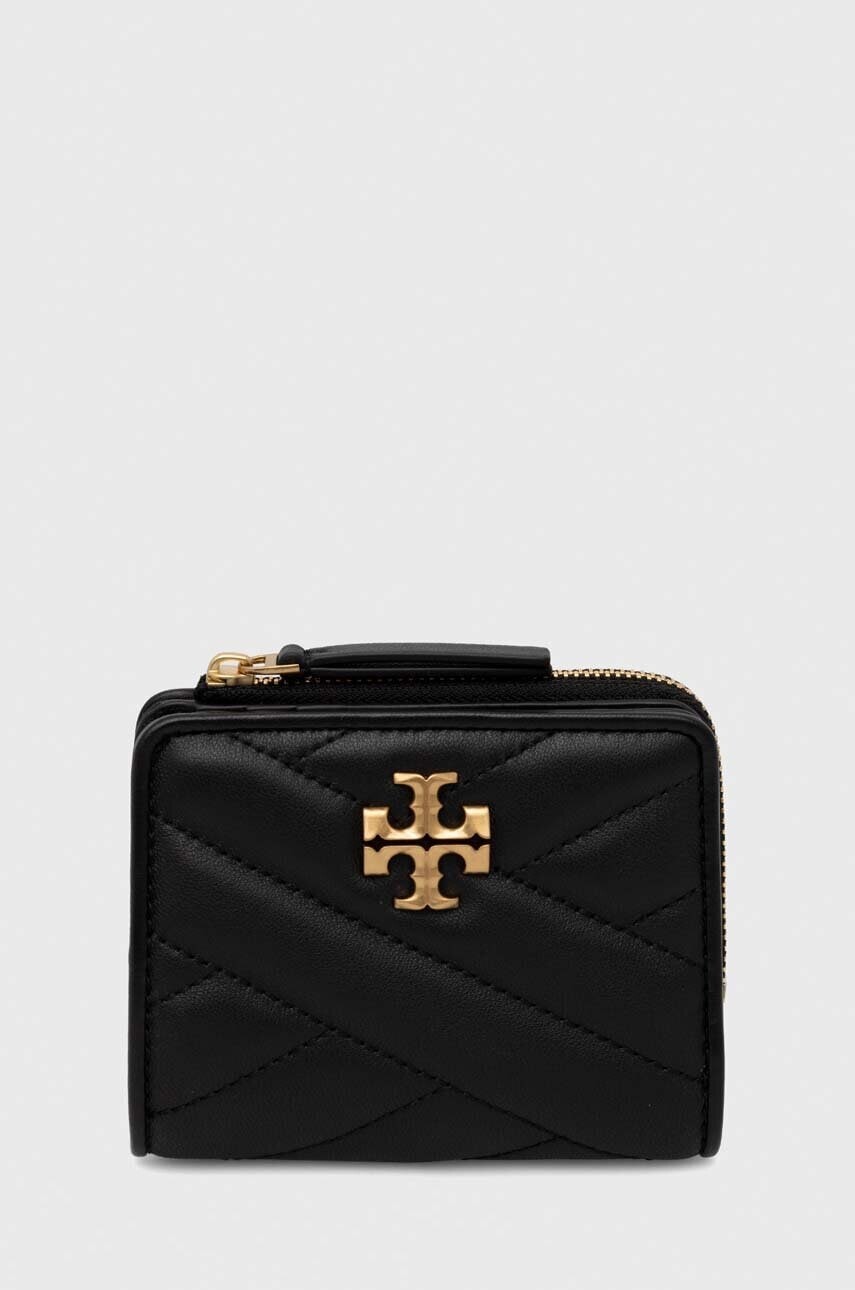 Kožená peňaženka Tory Burch dámska, čierna farba