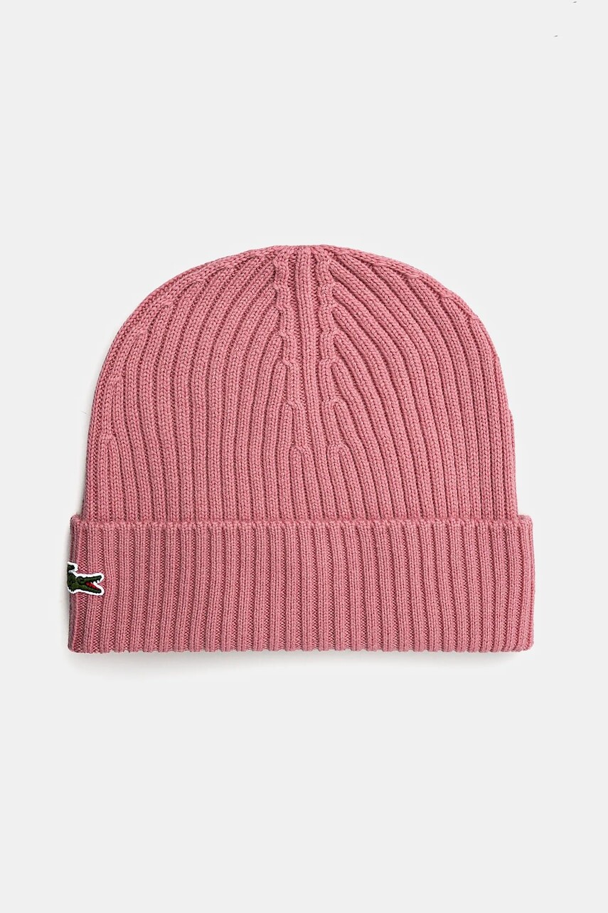 Vlnená čiapka Lacoste ružová farba, vlnená