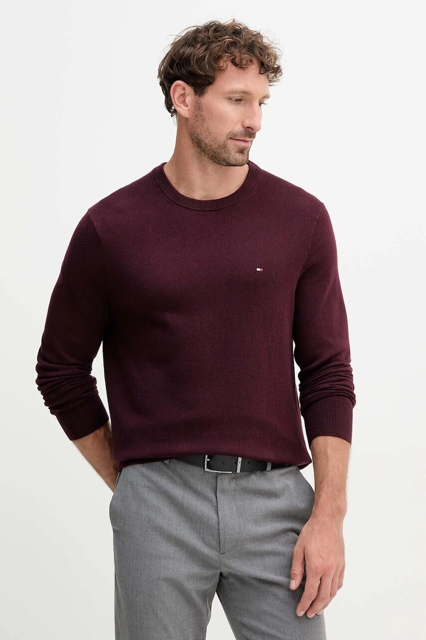 Sveter s prímesou kašmíru Tommy Hilfiger šedá farba, ľahký, MW0MW28046