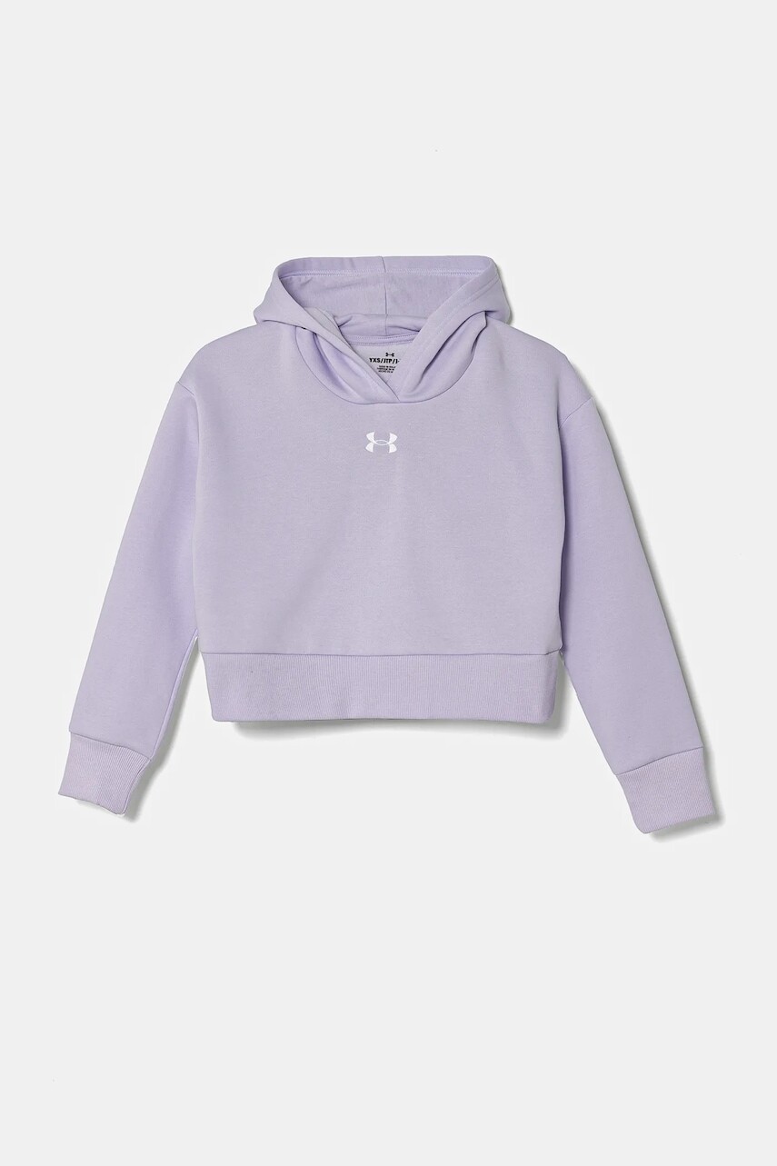 Detská mikina Under Armour UA Rival Fleece Crop fialová farba, s kapucňou, melanžová