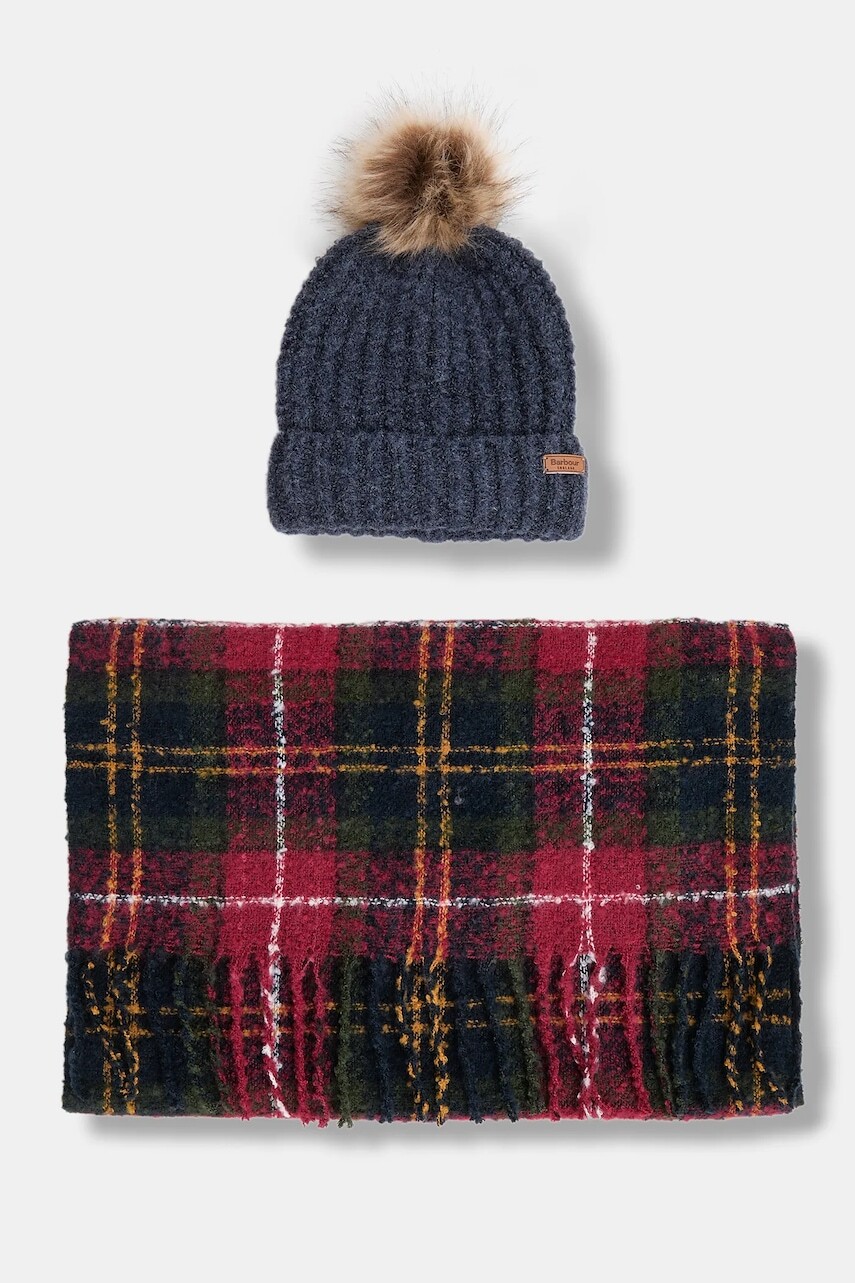 Čiapka a šál Barbour béžová farba, LGS0077