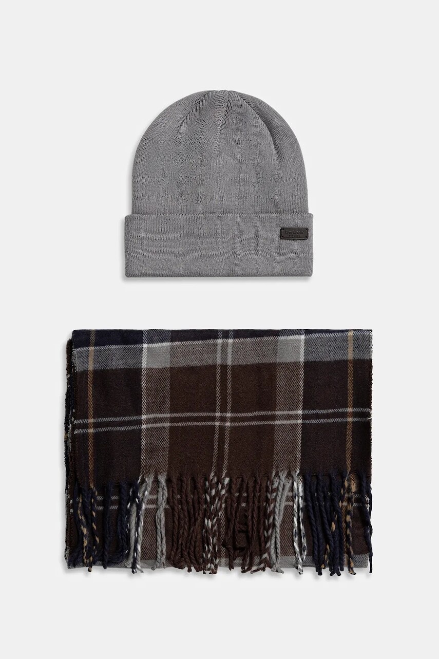 Čiapka a šál Barbour Swinton & Galingale zelená farba, MGS0079