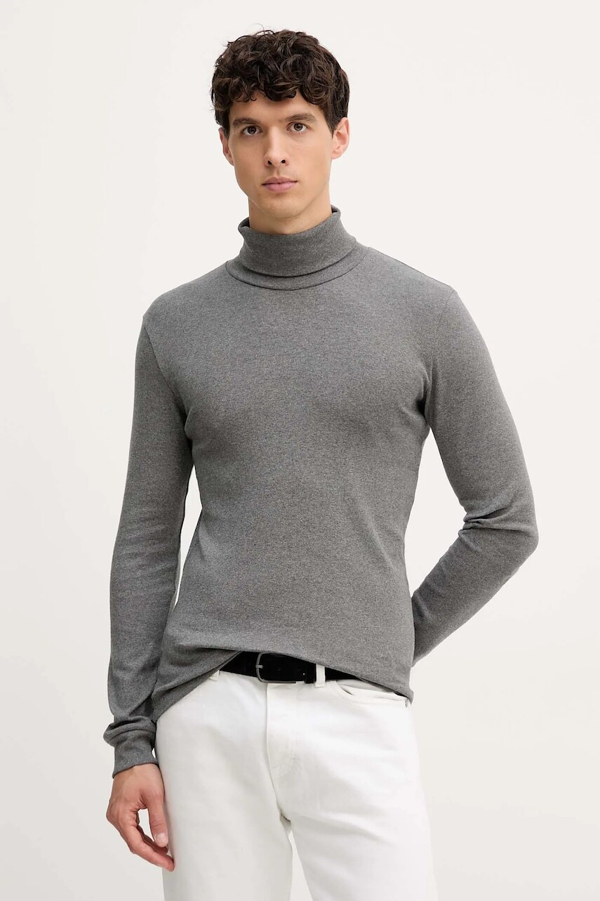 Bavlnené tričko s dlhým rukávom Marc O'Polo tmavomodrá farba, jednofarebná