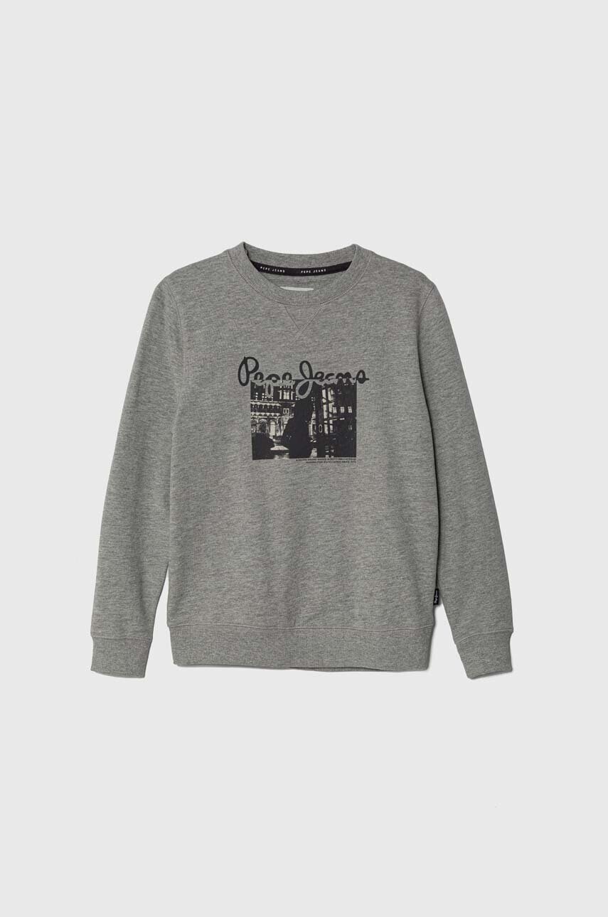 Detská mikina Pepe Jeans šedá farba, s potlačou