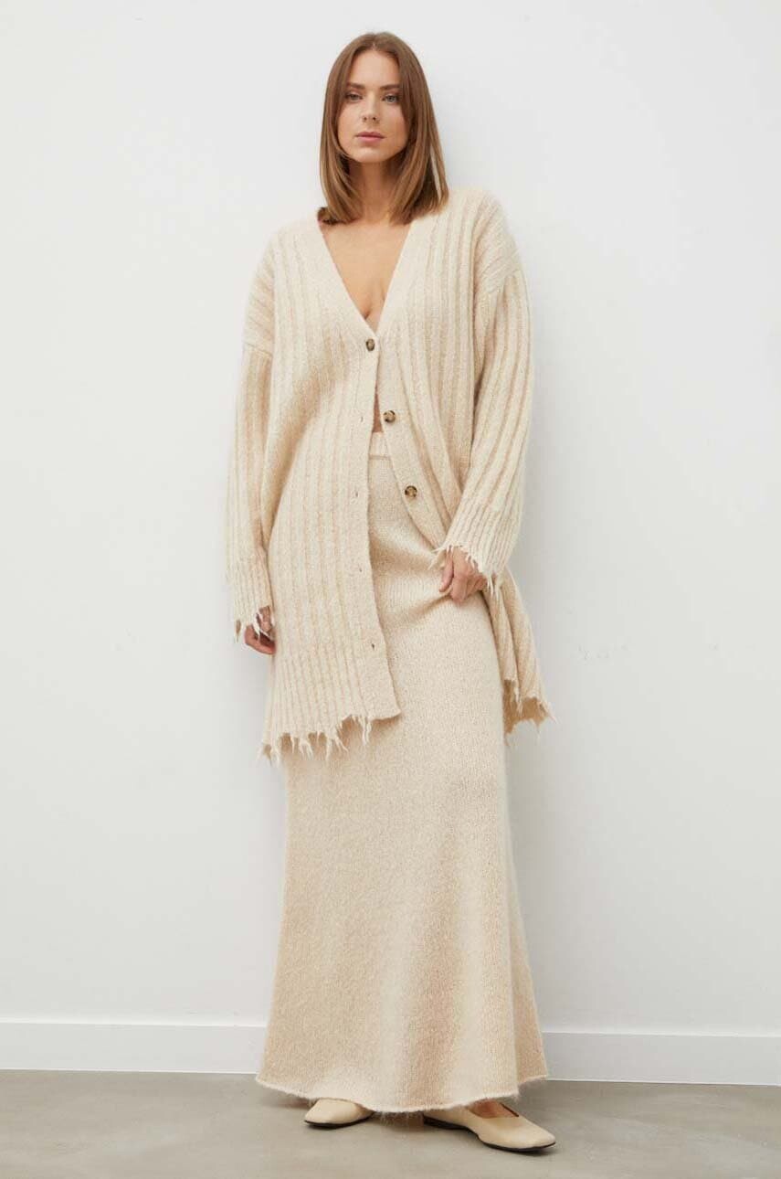 Vlnený kardigán Herskind béžová farba, tenký