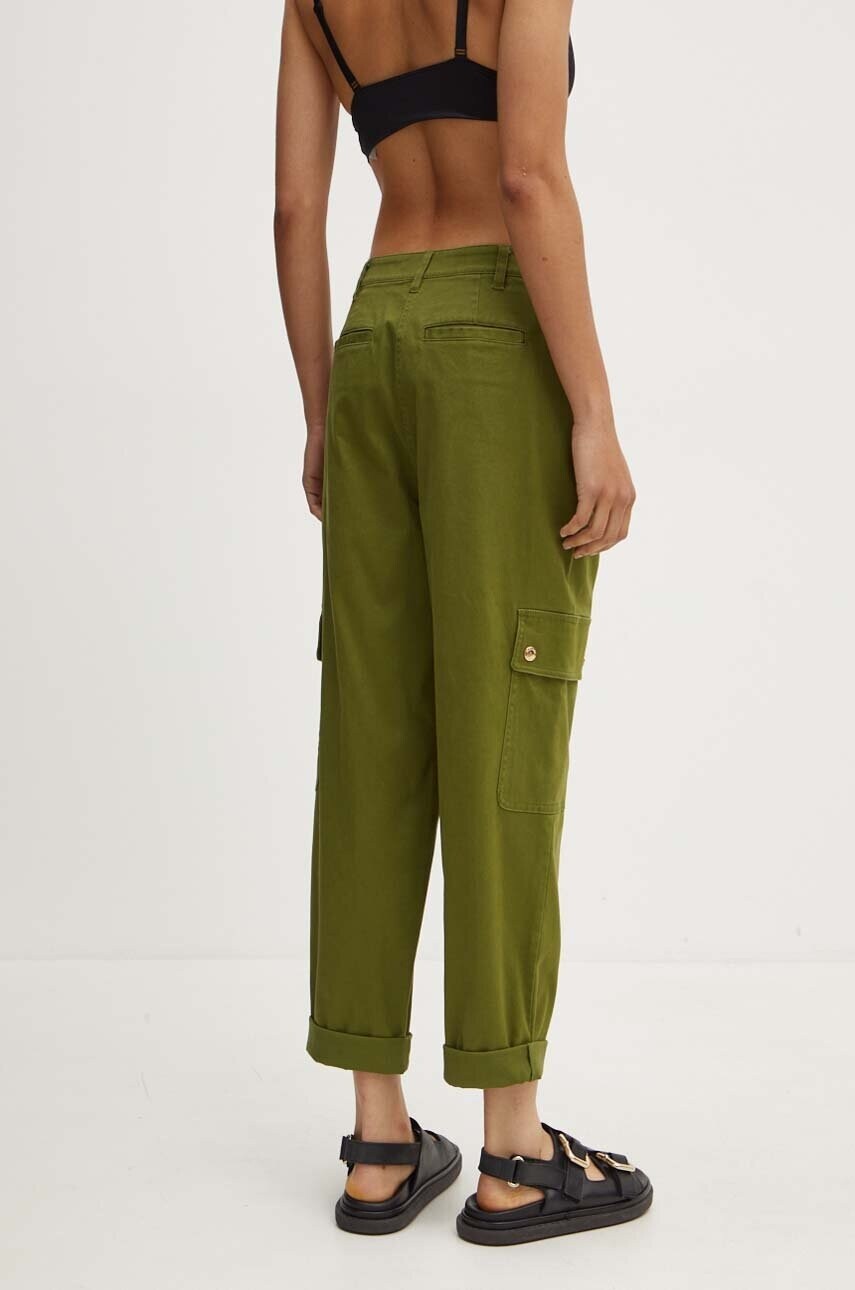 Nohavice MICHAEL Michael Kors dámske, zelená farba, rovné, vysoký pás