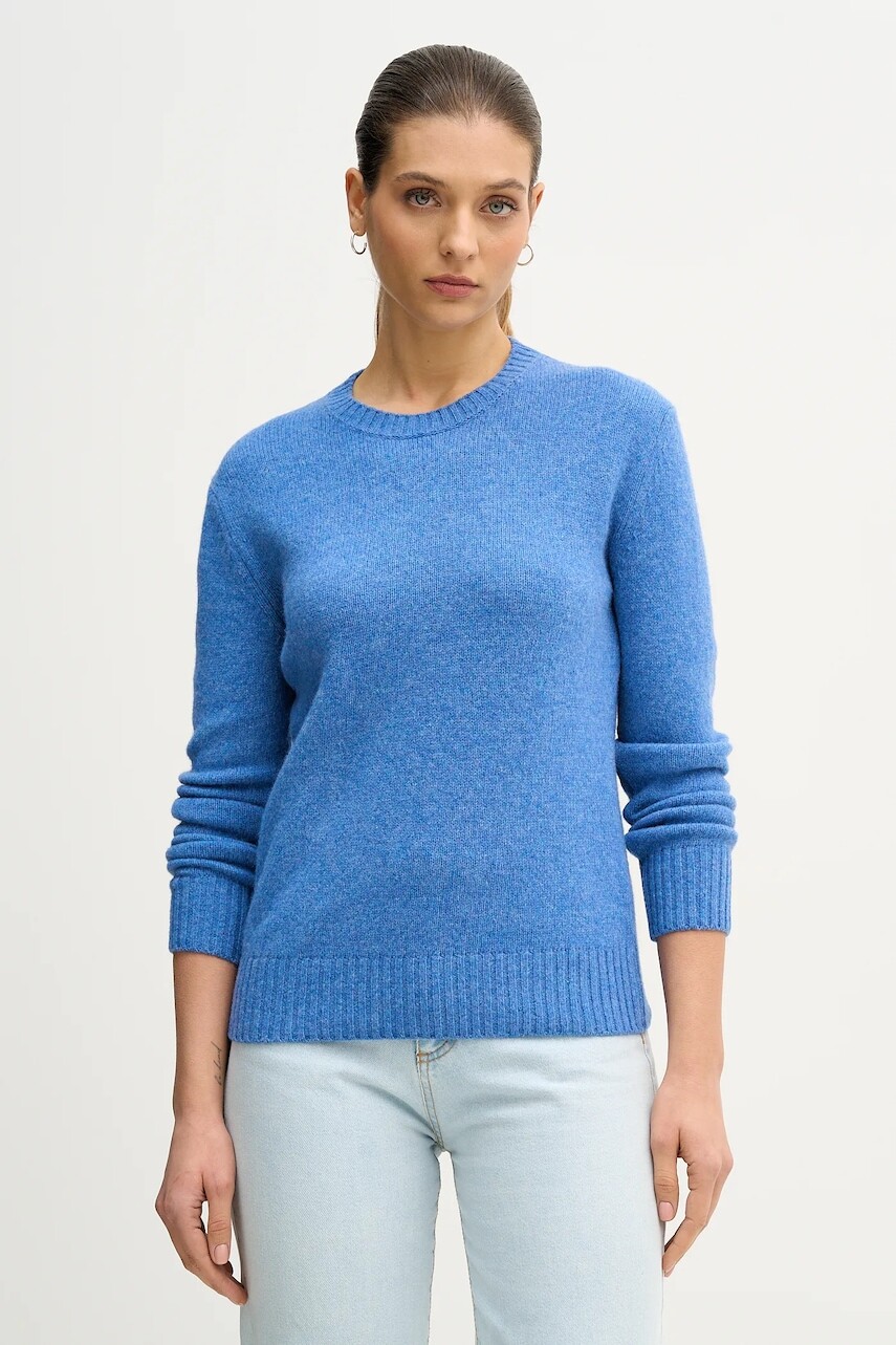 Vlnený sveter United Colors of Benetton šedá farba, ľahké