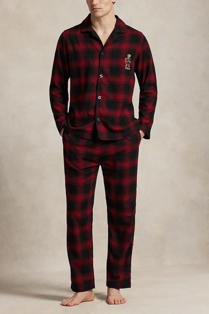 Bavlnené pyžamo Polo Ralph Lauren zelená farba, vzorované, 714915985