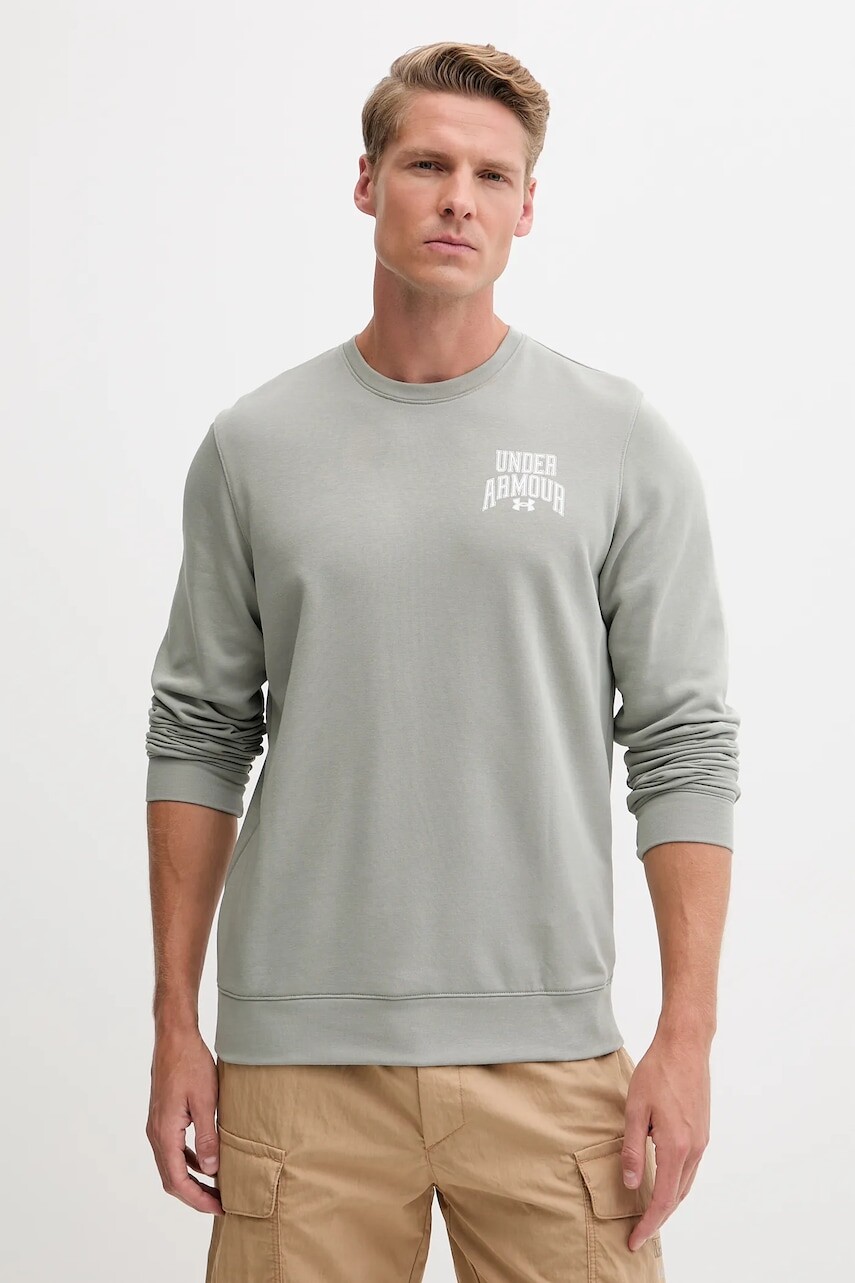 Mikina Under Armour pánska, zelená farba, s potlačou