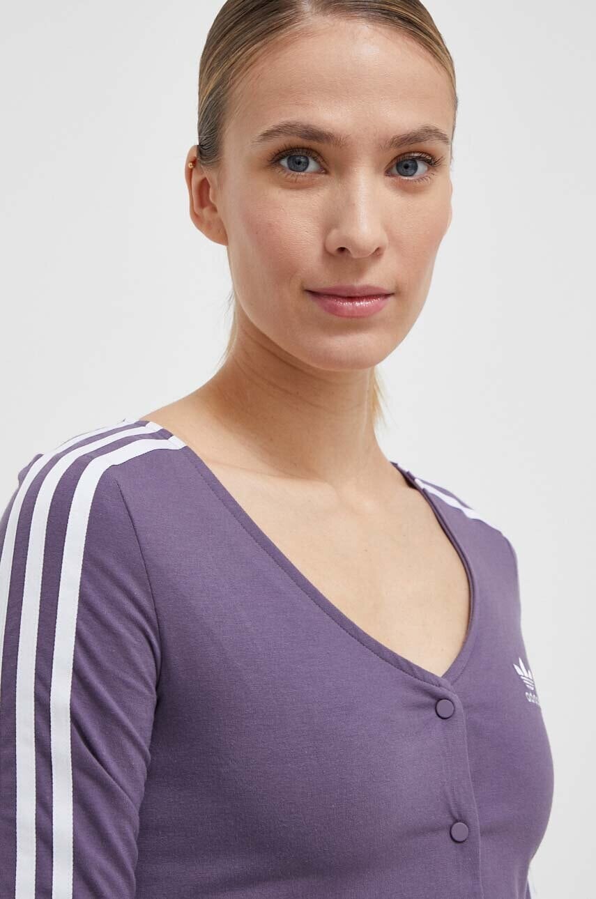 Tričko s dlhým rukávom adidas Originals dámske, fialová farba