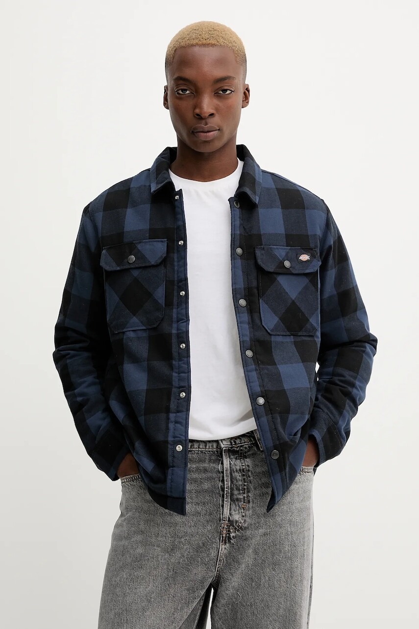 Košeľa Dickies DK0A4XGRNV0-NAVY, pánska, tmavomodrá farba, regular